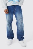 Lockere Jeans mit Text Laser-Print, Mid blue