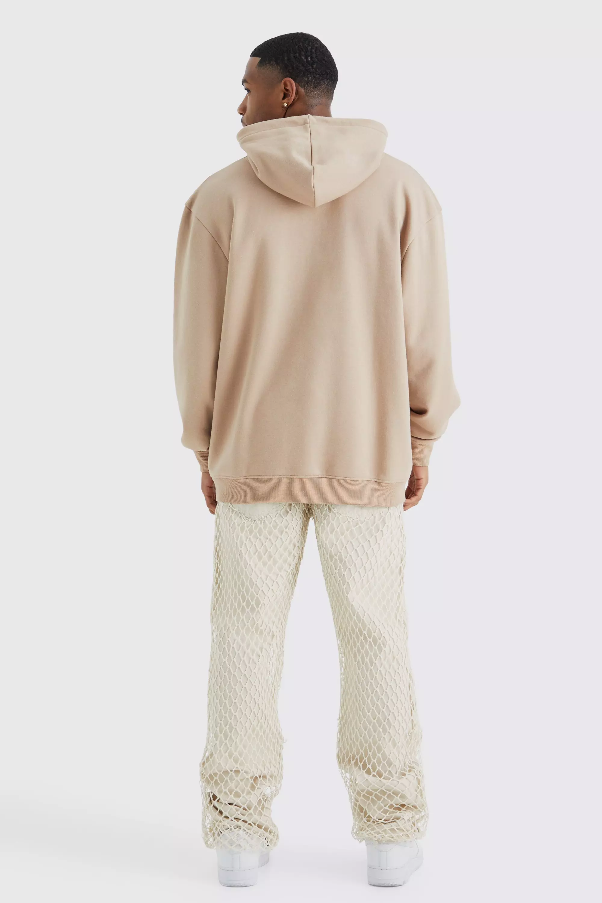White Relaxed Rigid Net Overlayed Jeans alternative image
