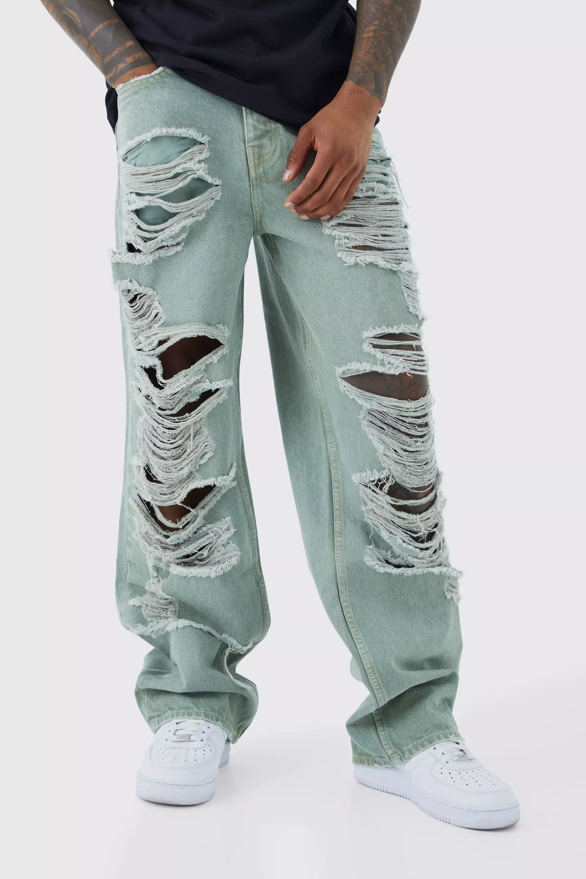 Men's Baggy Ripped Jeans | Baggy Distressed Jeans | boohooMAN USA
