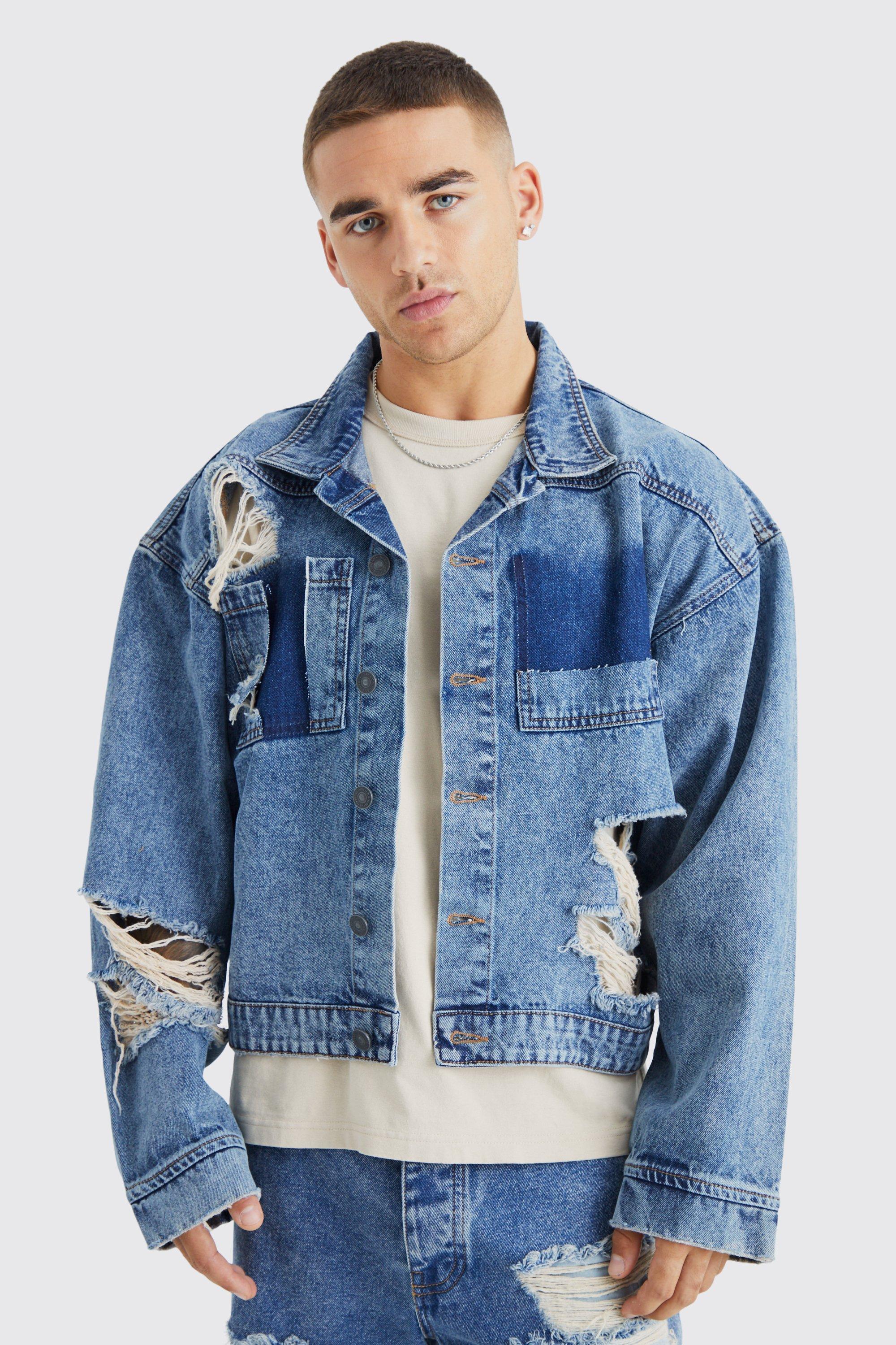 Antique wash Boxy Fit Distressed Denim Jacket