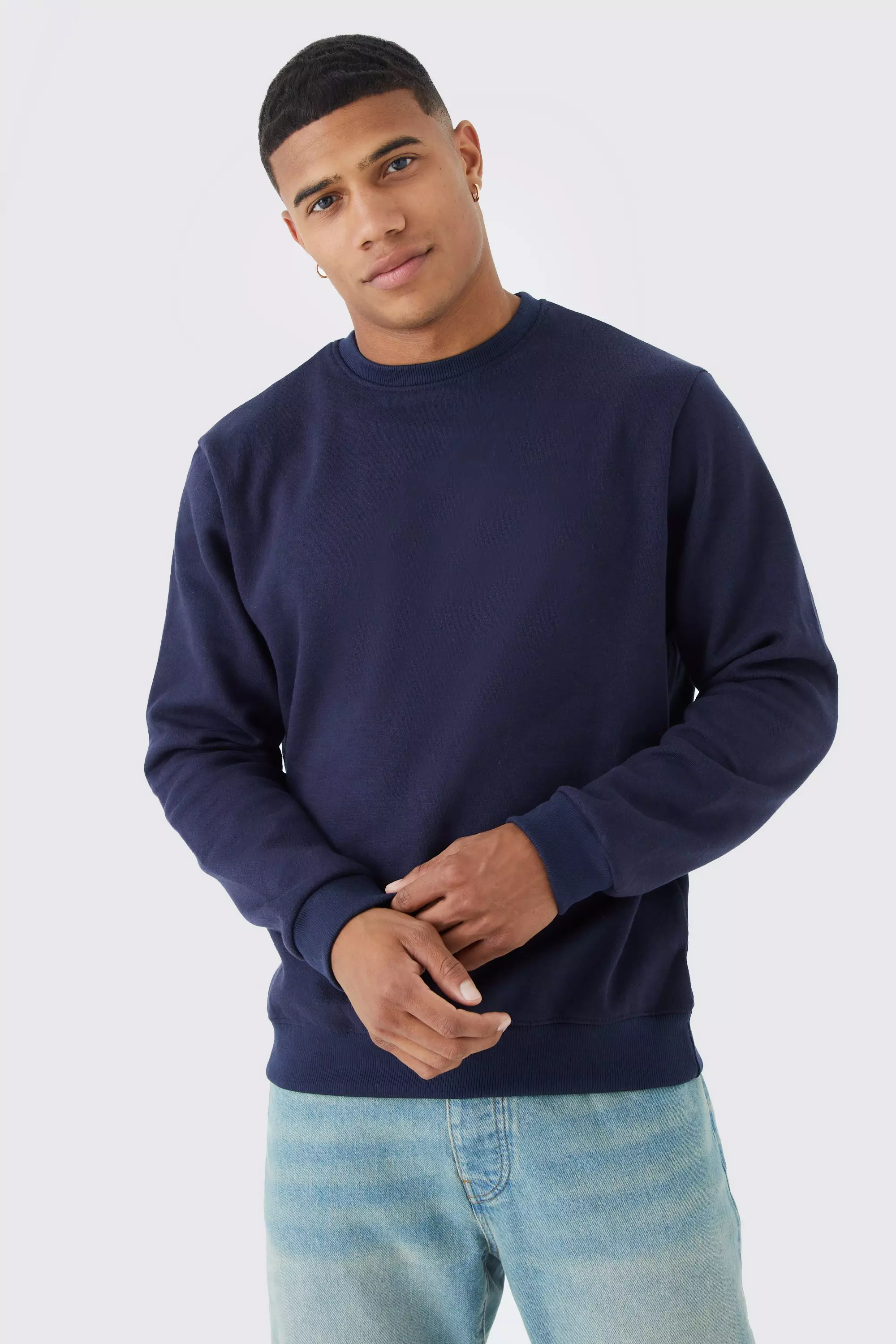 Basic crew neck sweatshirt deals
