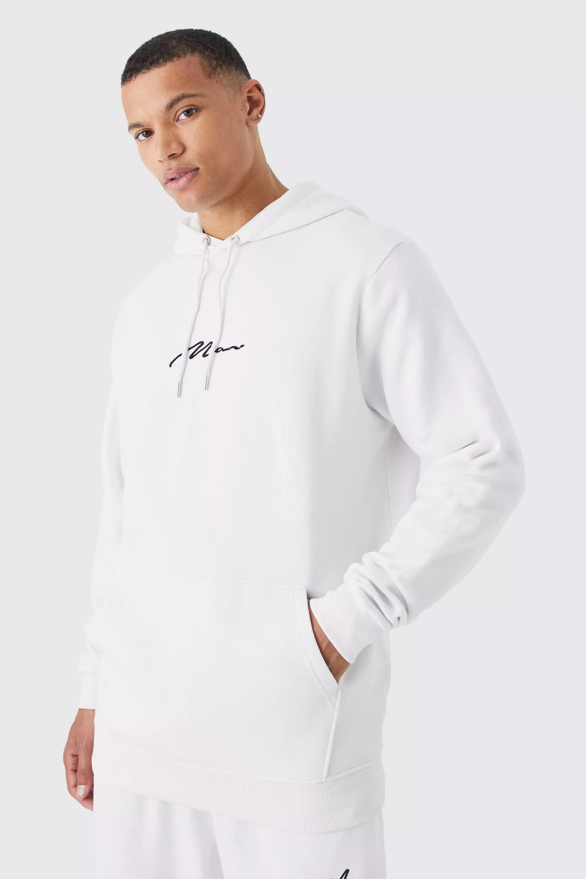 White Tall Man Signature Over The Head Hoodie
