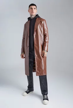 Pu Trench Coat Brown