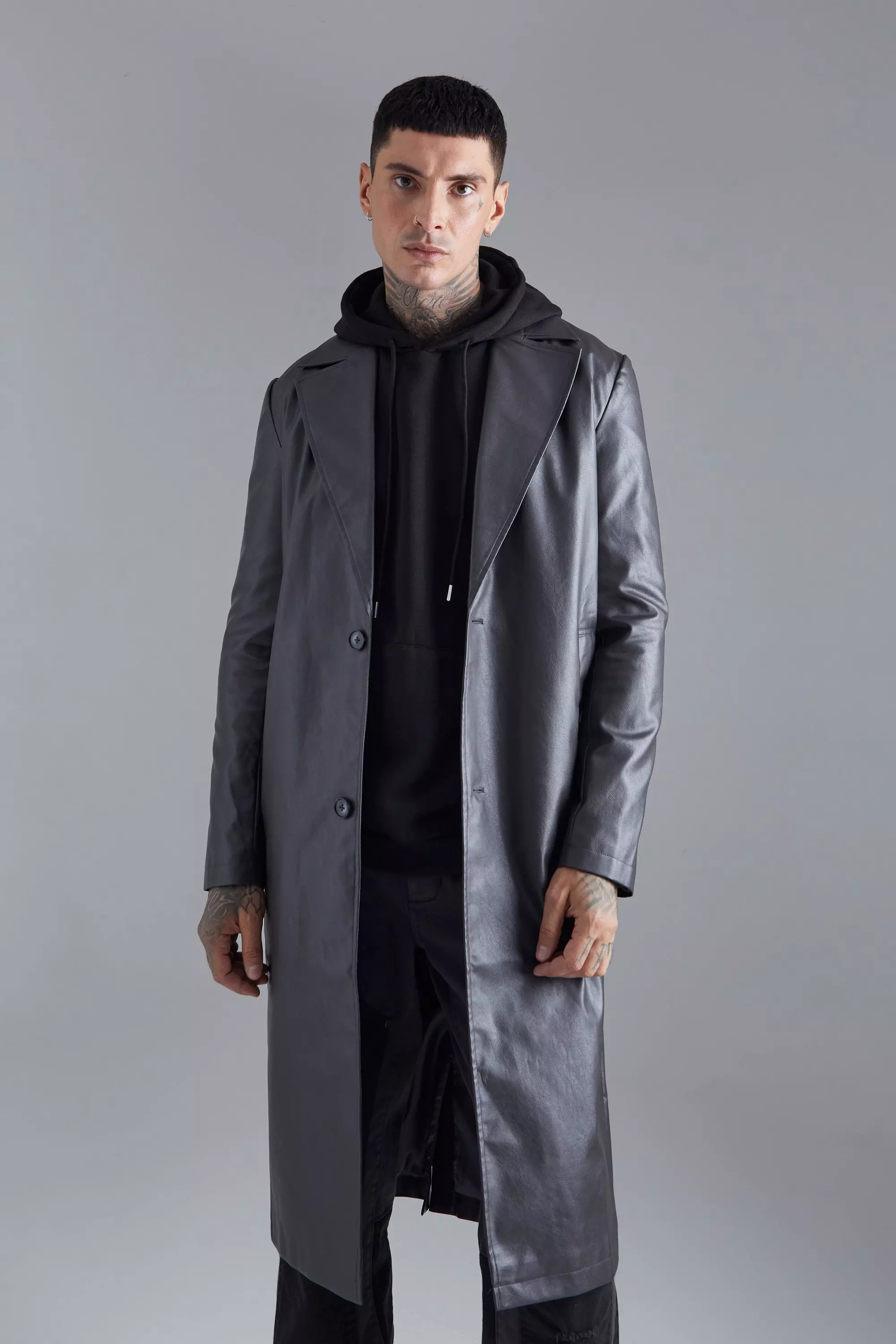 Pu trench coat online
