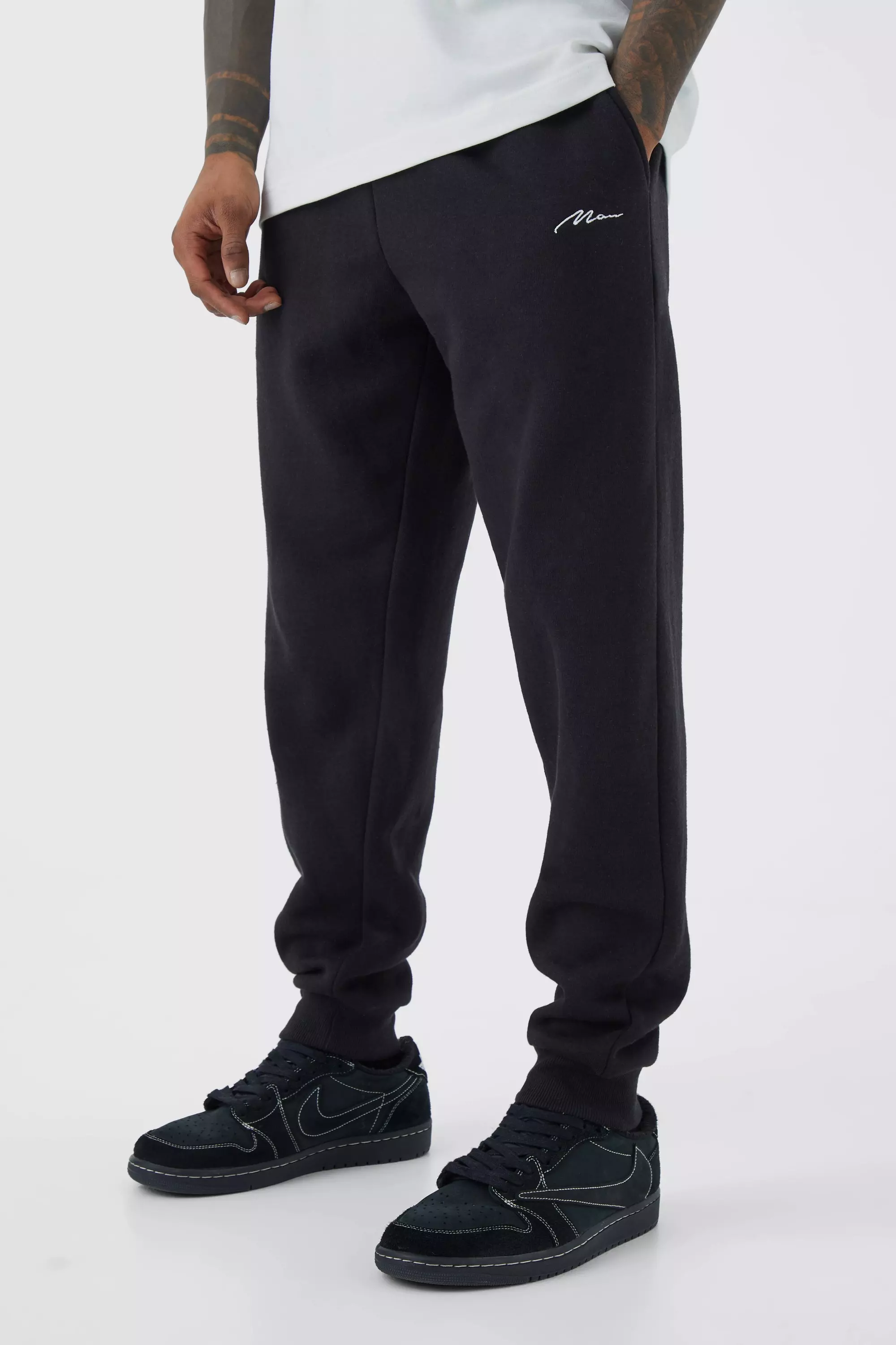 Man Signature Regular Fit Sweatpants boohooMAN USA