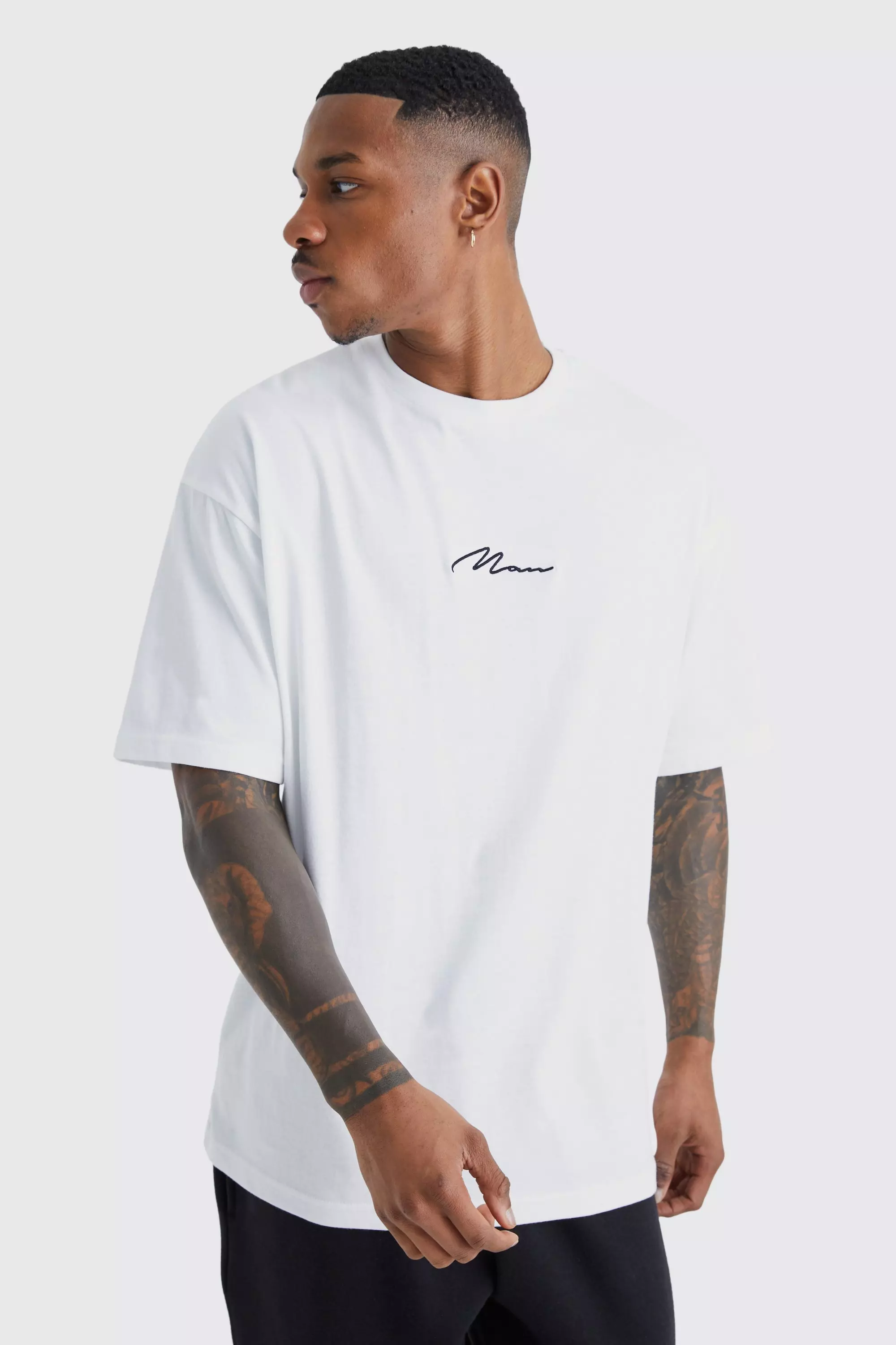 White Man Signature Oversized Crew Neck T-shirt