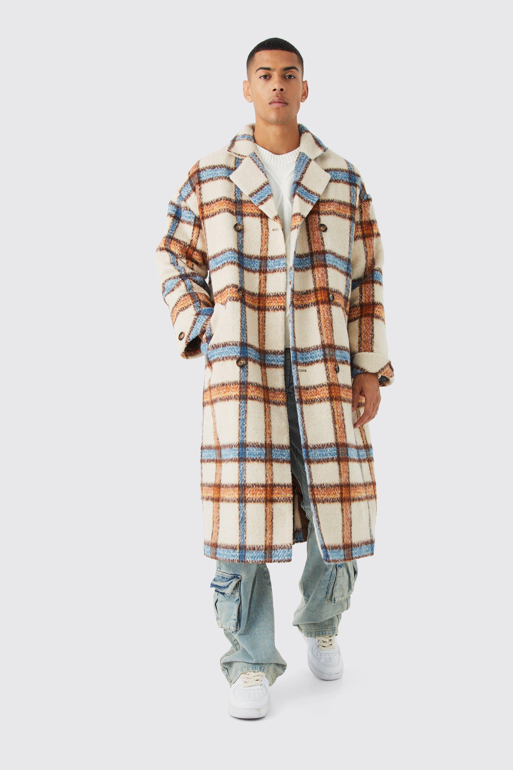 Brushed check coat hotsell