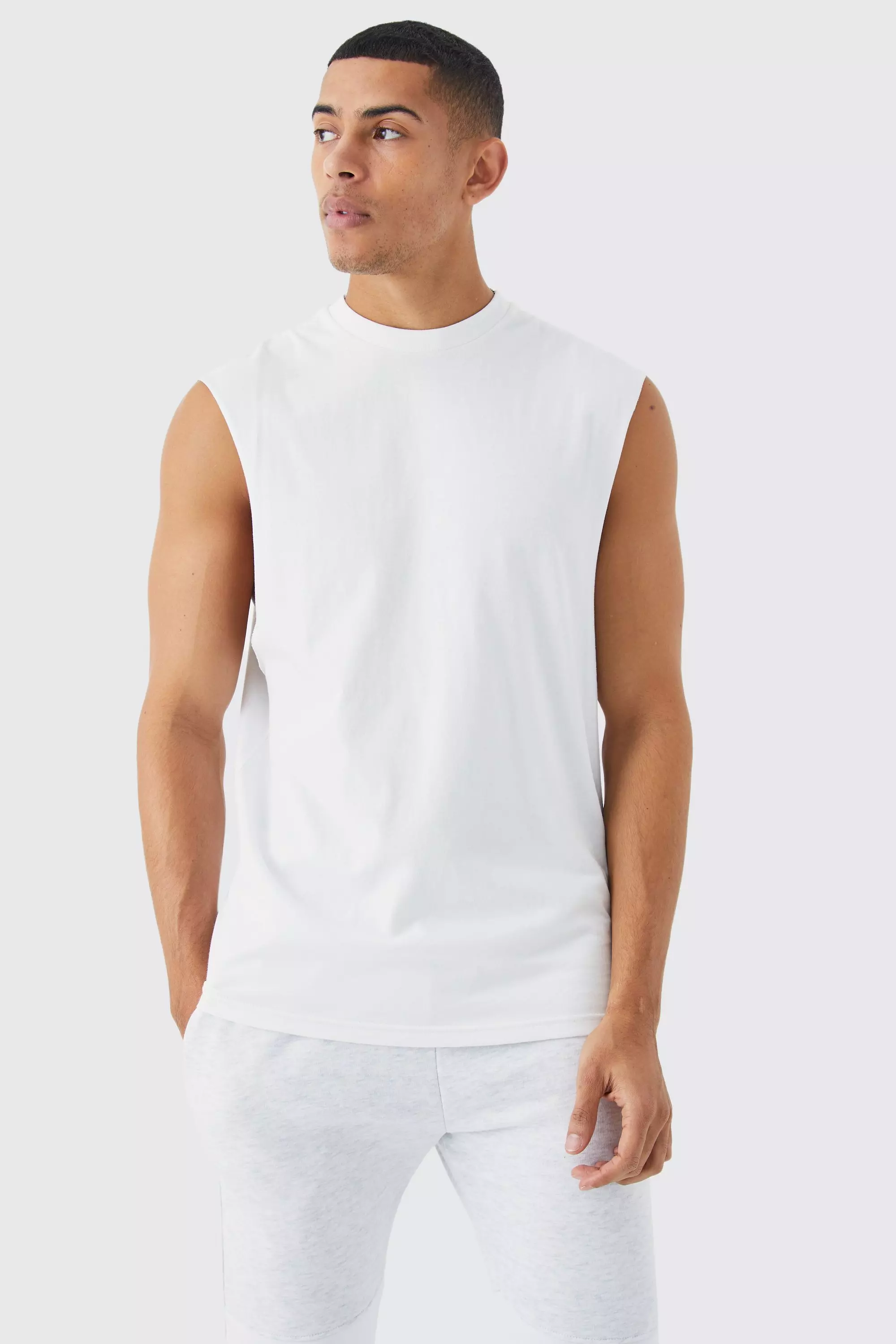 Basic Drop Armhole Tank White