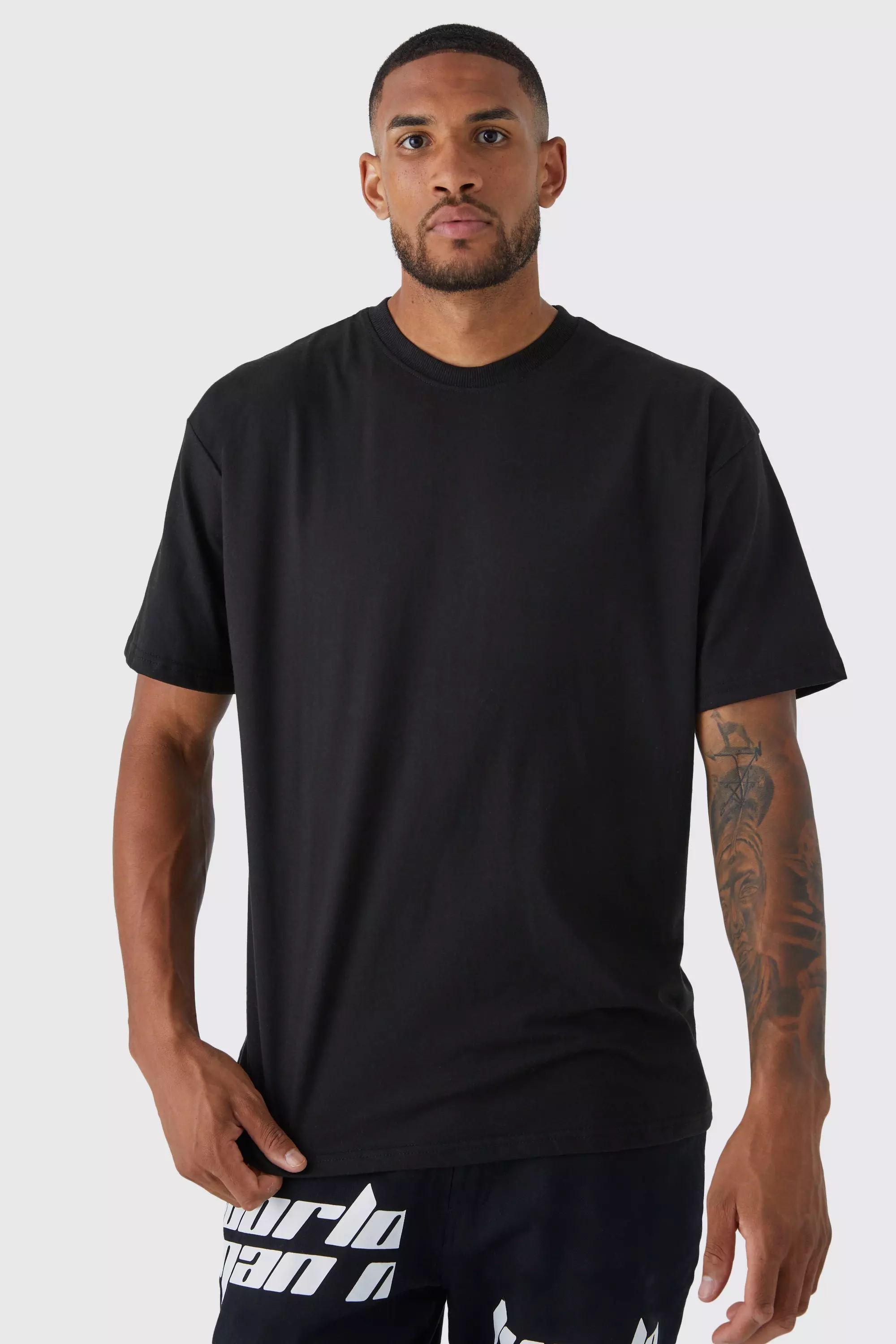 Tall Oversized Basic Crew Neck T-shirt Black