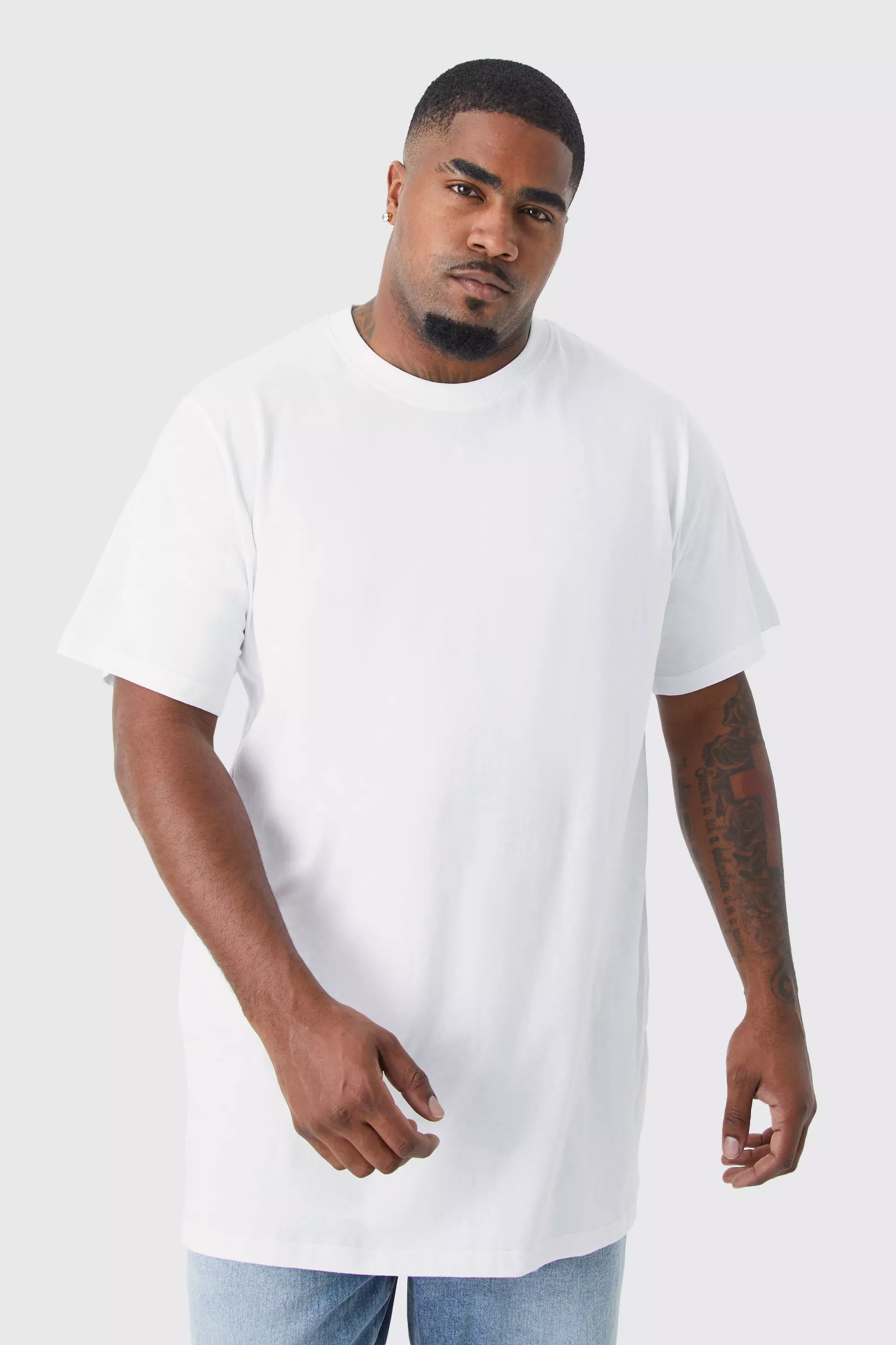 White Plus Basic Crew Neck T-shirt
