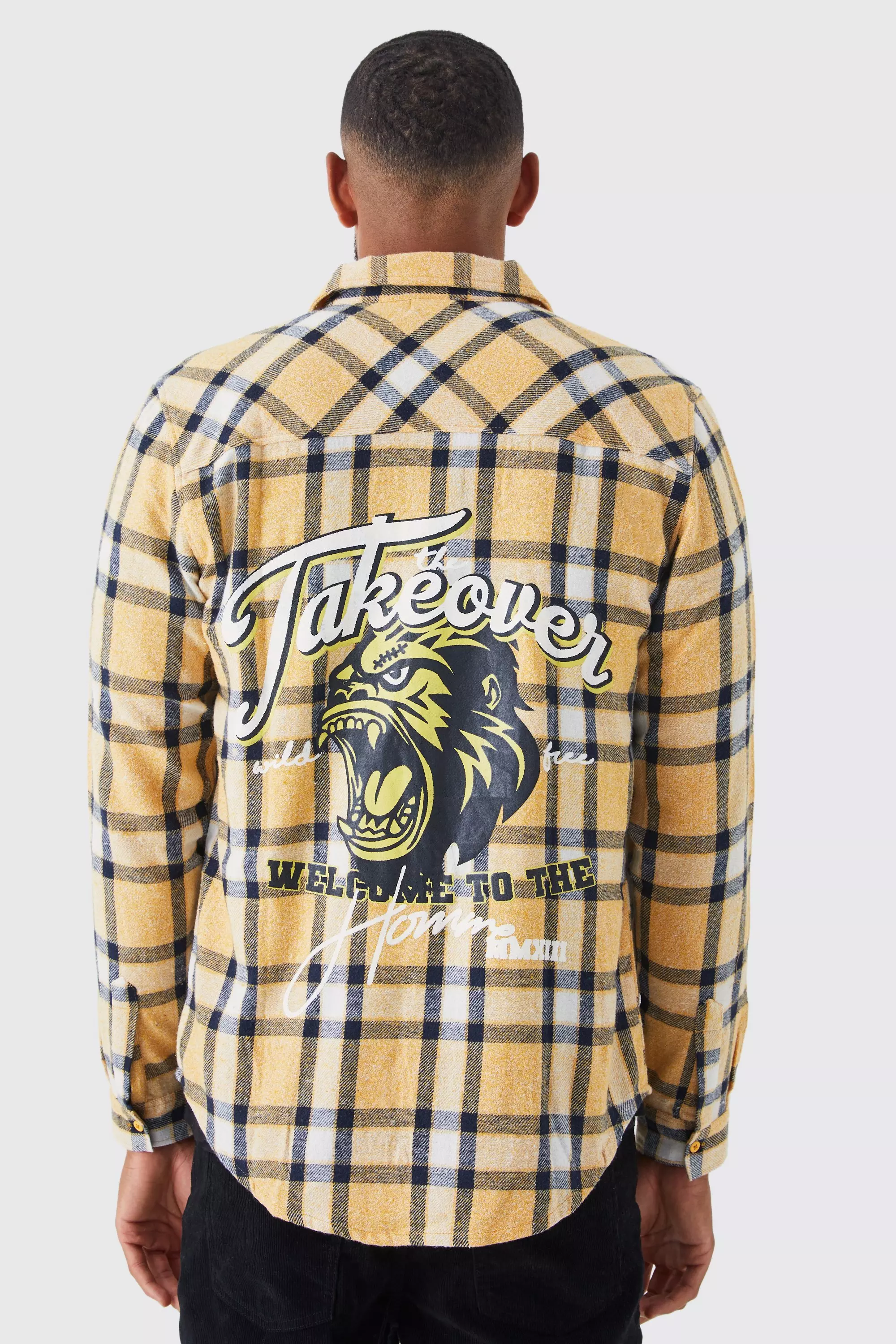 Tall Long Sleeve Takeover Flannel Shirt Yellow