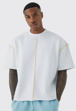 Oversized Extended Neck Contrast Sweatshirt White