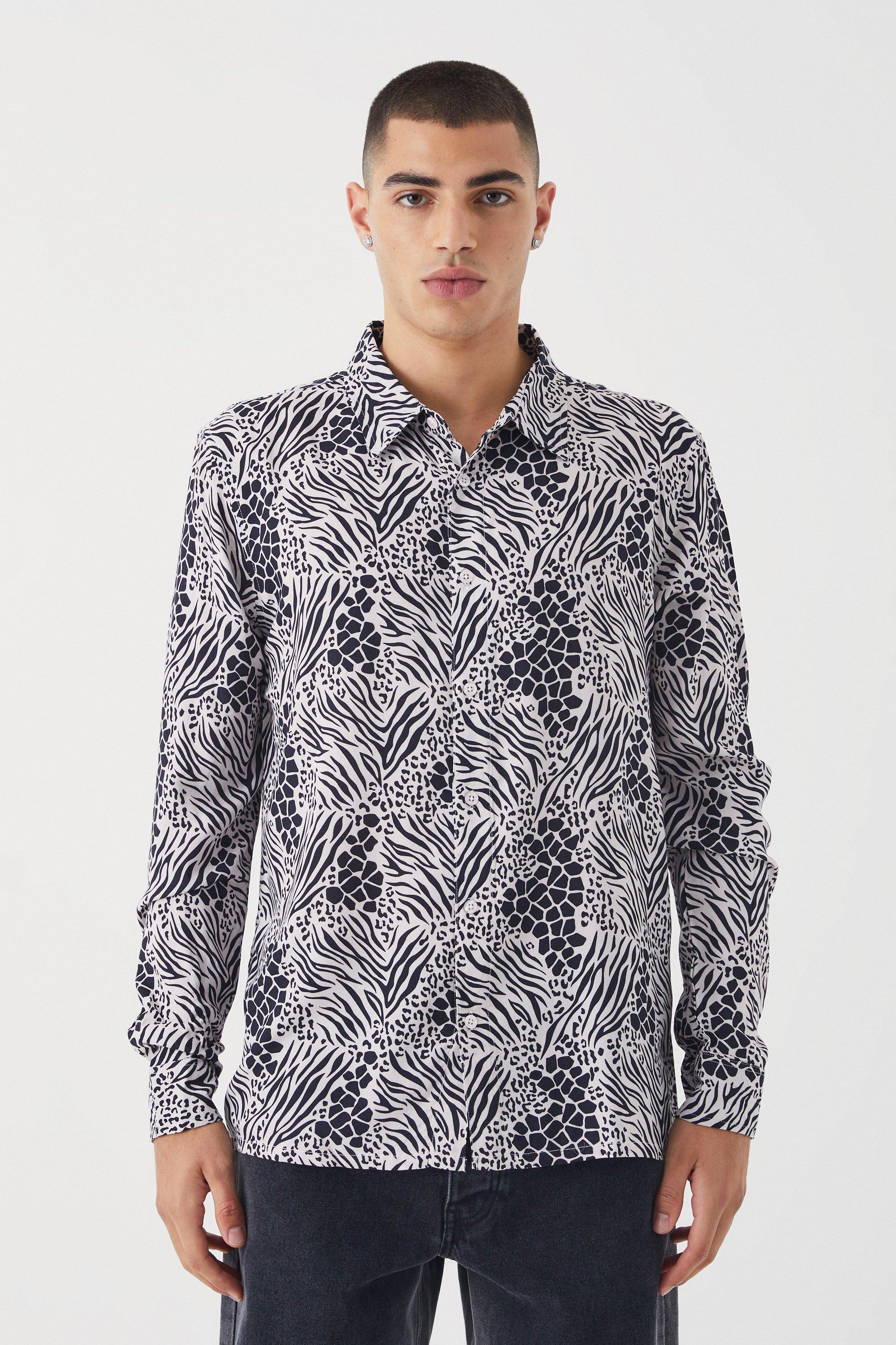 Viscose Shirt - Black/tigers - Men