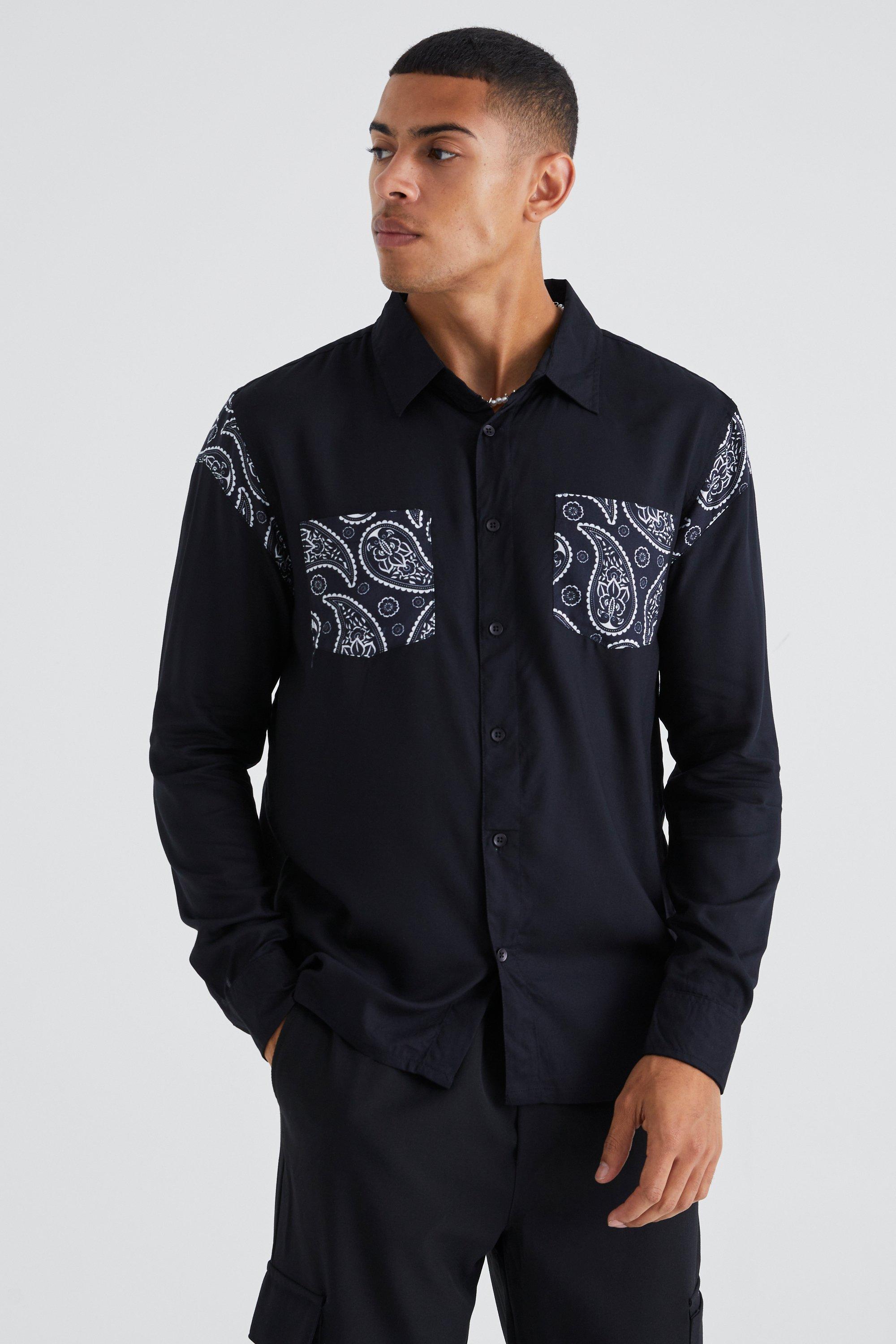 Mens Long Sleeve Bandana Shirt