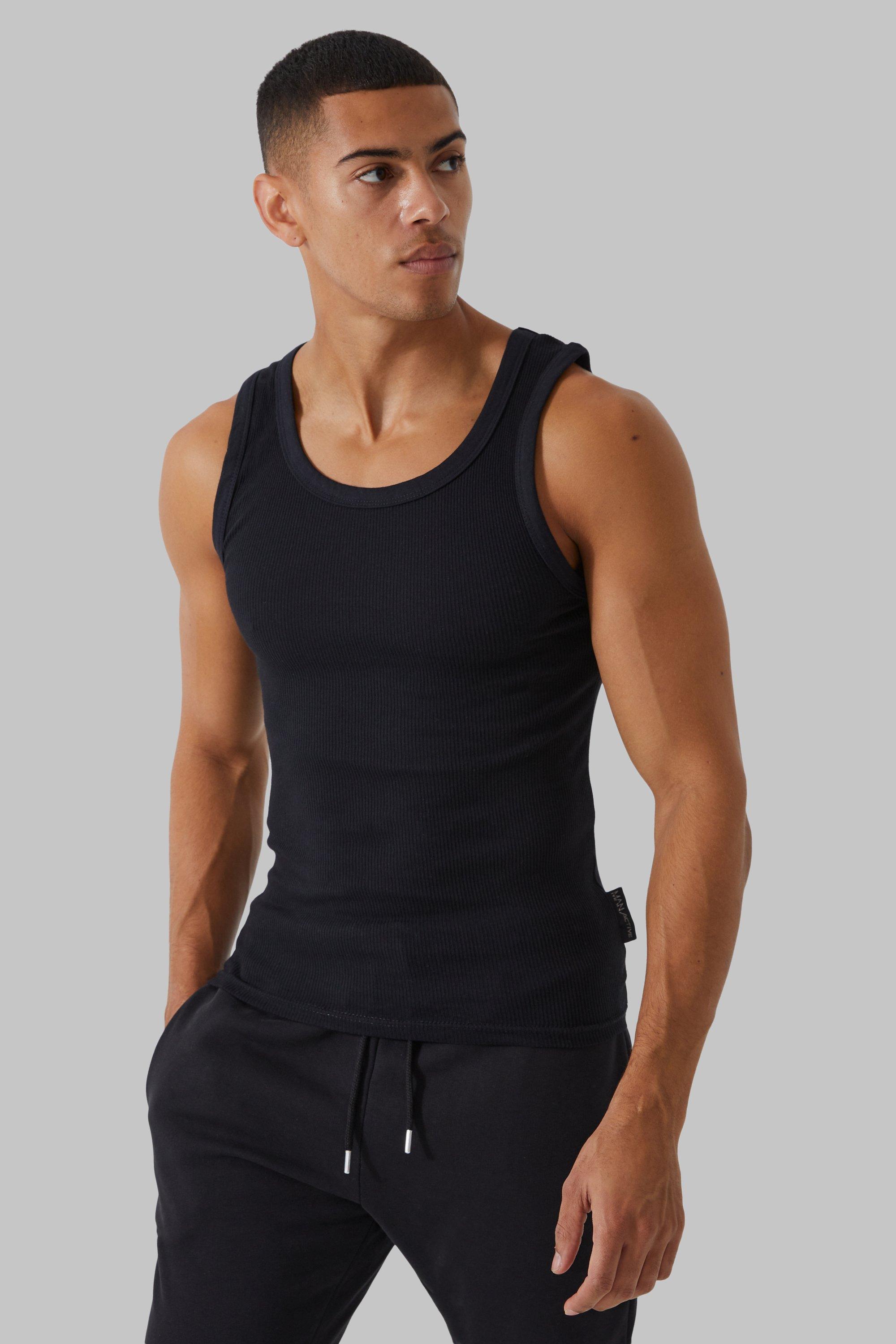 Man Active Gym Muscle Fit Ribbed Vest