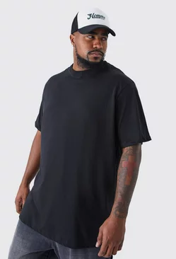 Black Plus Basic Longline Crew Neck T-shirt
