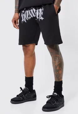Loose Fit Homme Crotch Sweat Shorts Black