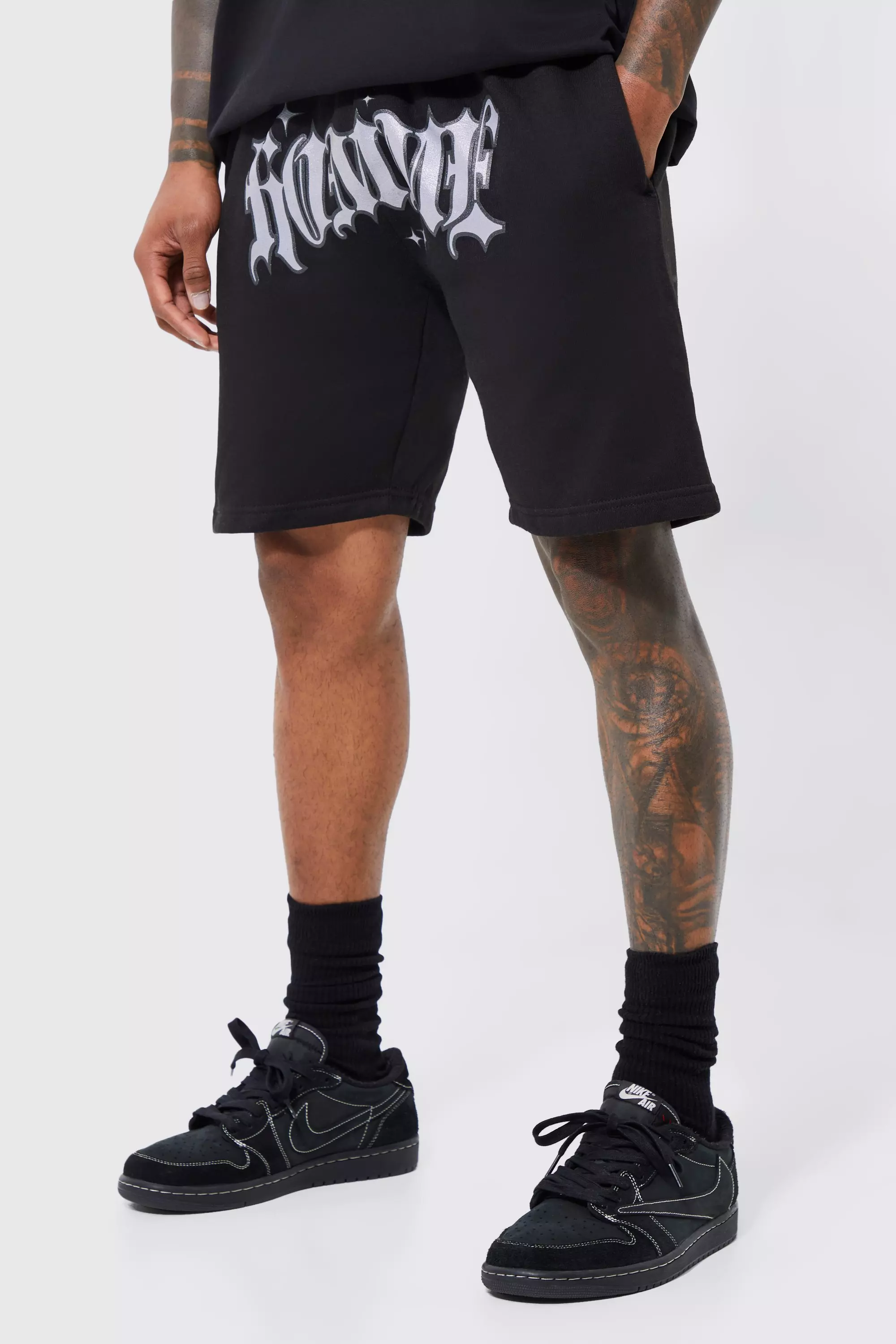 Loose Fit Homme Crotch Sweat Shorts Black