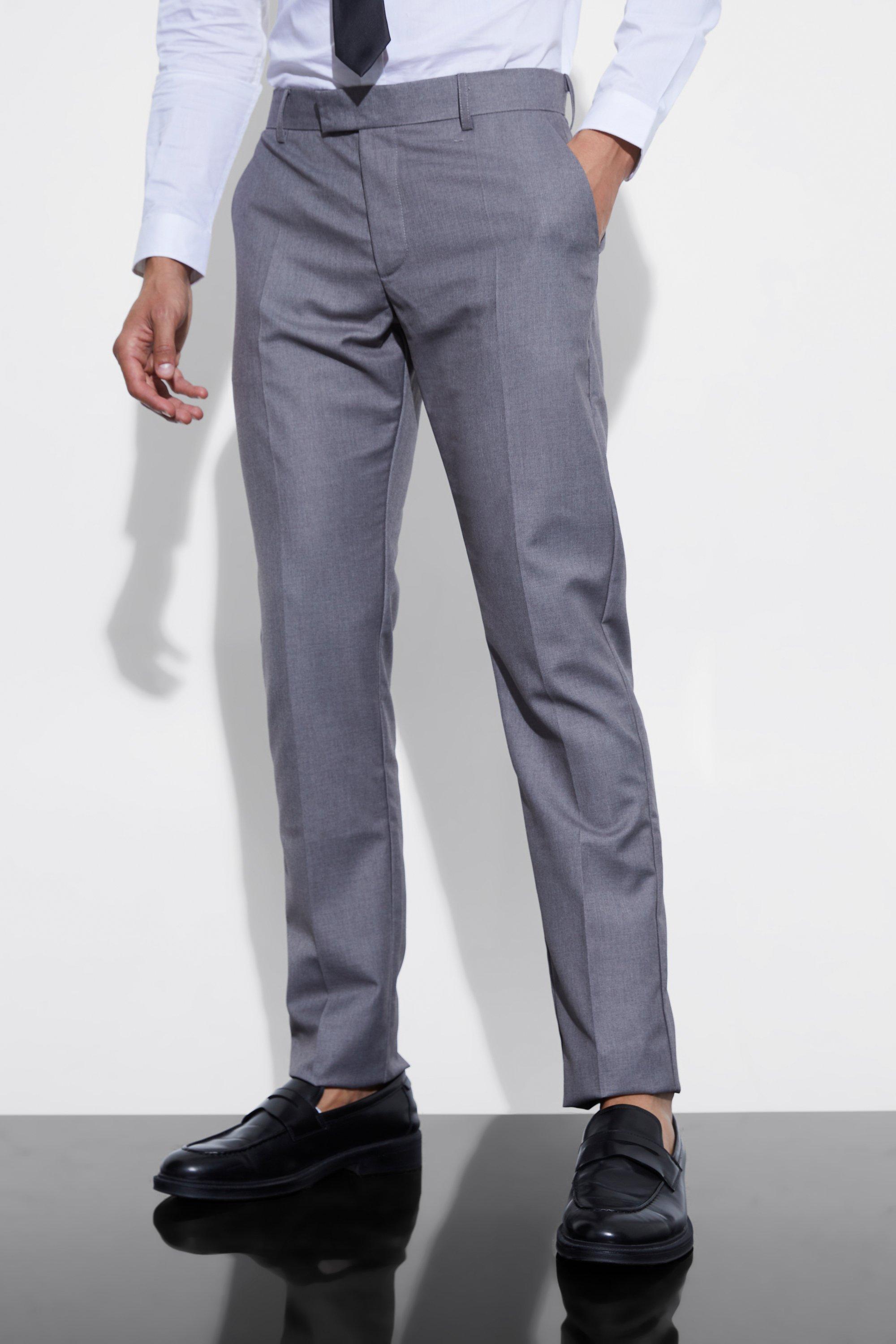 Grey marl Slim Fit Stacked Leg Smart Trouser