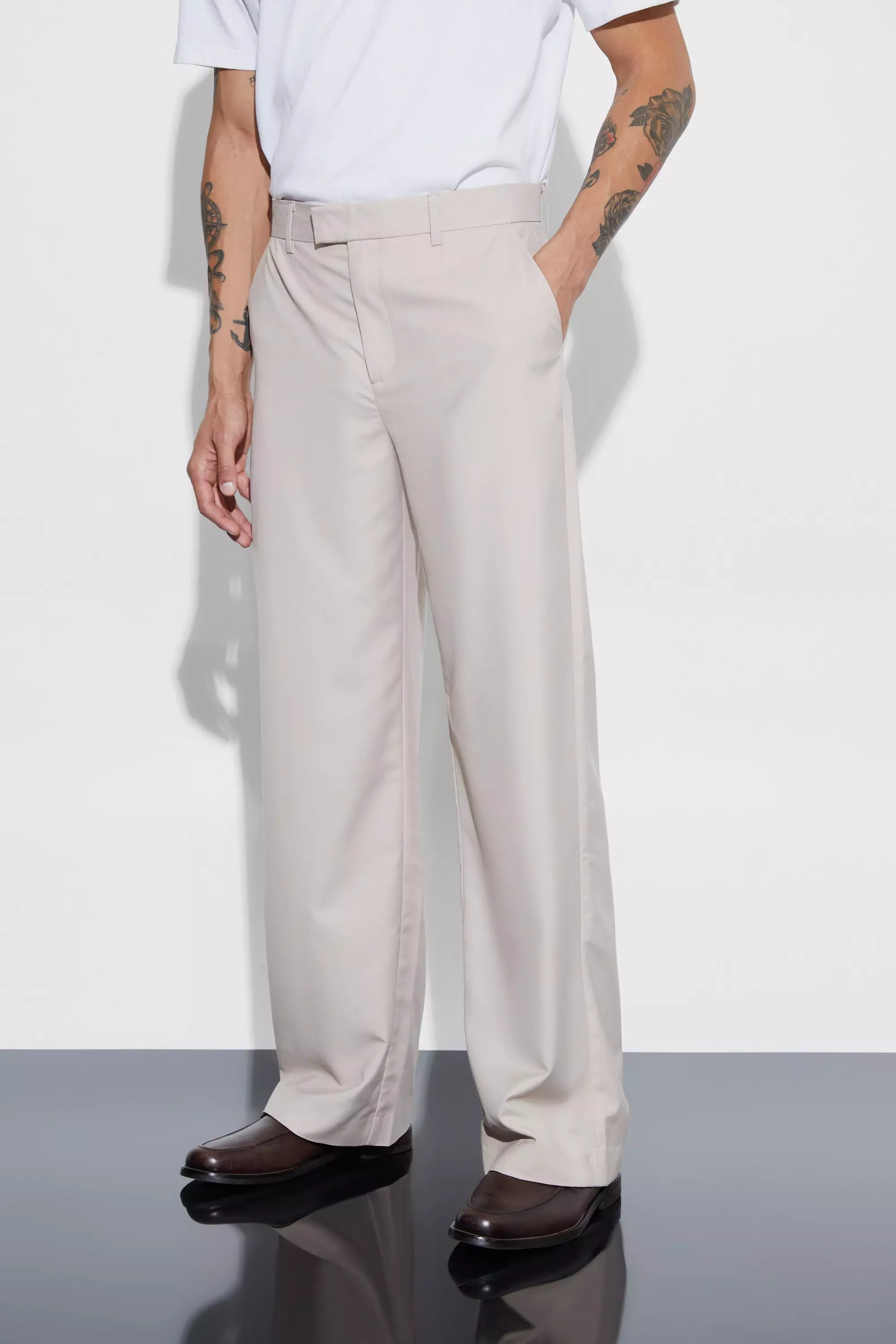 Maßgeschneiderte Hose mit weitem Bein, Stone alternatives Bild