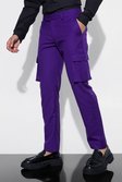 Purple Slim Fit Tailored Cargo Pants