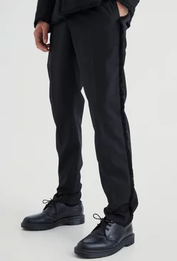 Slim Fit Smart Pants With Distressing Black