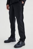 Black Slim Fit Smart Pants With Distressing