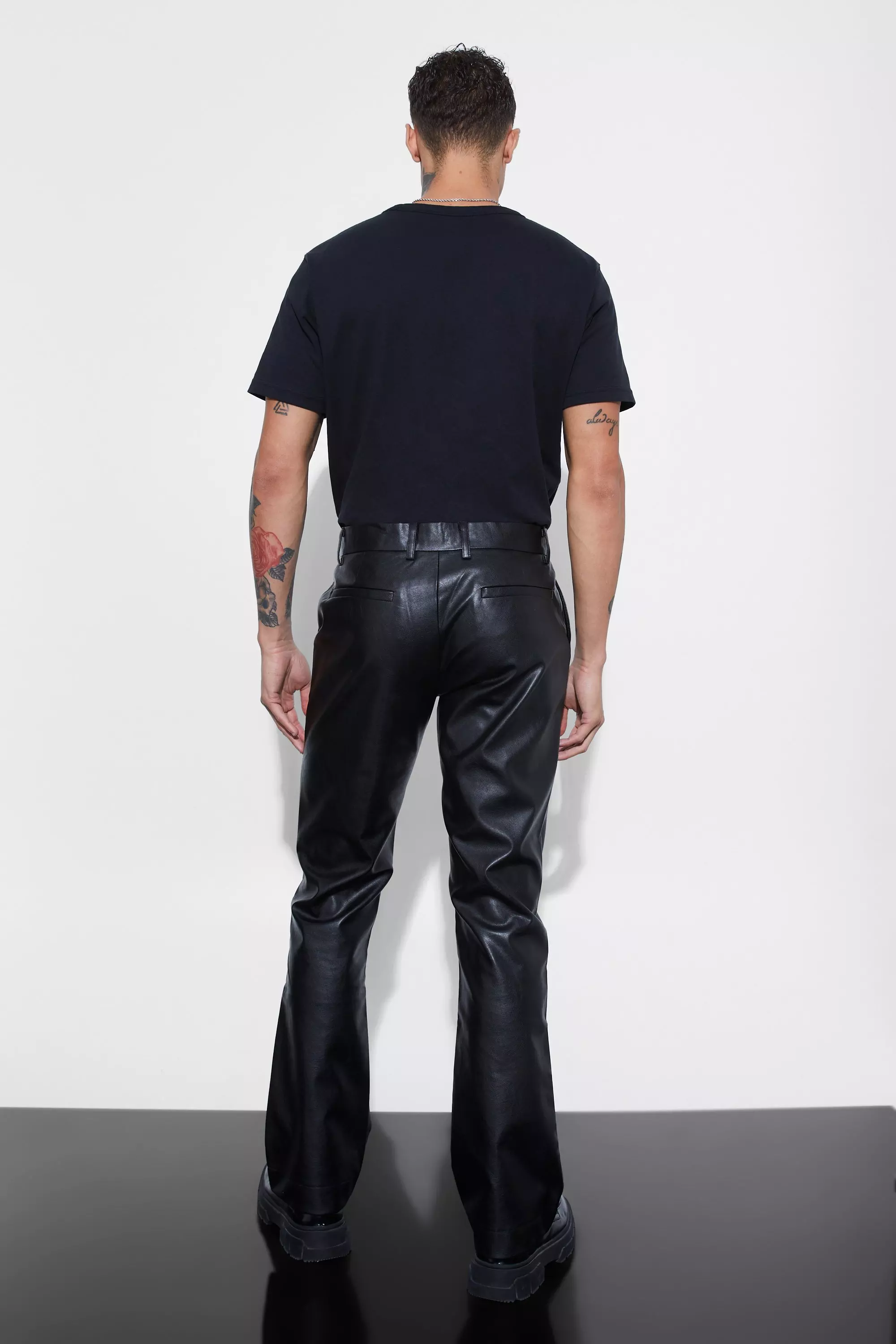 Black Slim Flare Pu Tailored Trouser alternative image