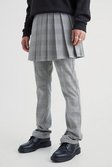 Grey Mid Length Pleated Pow Check Skirt