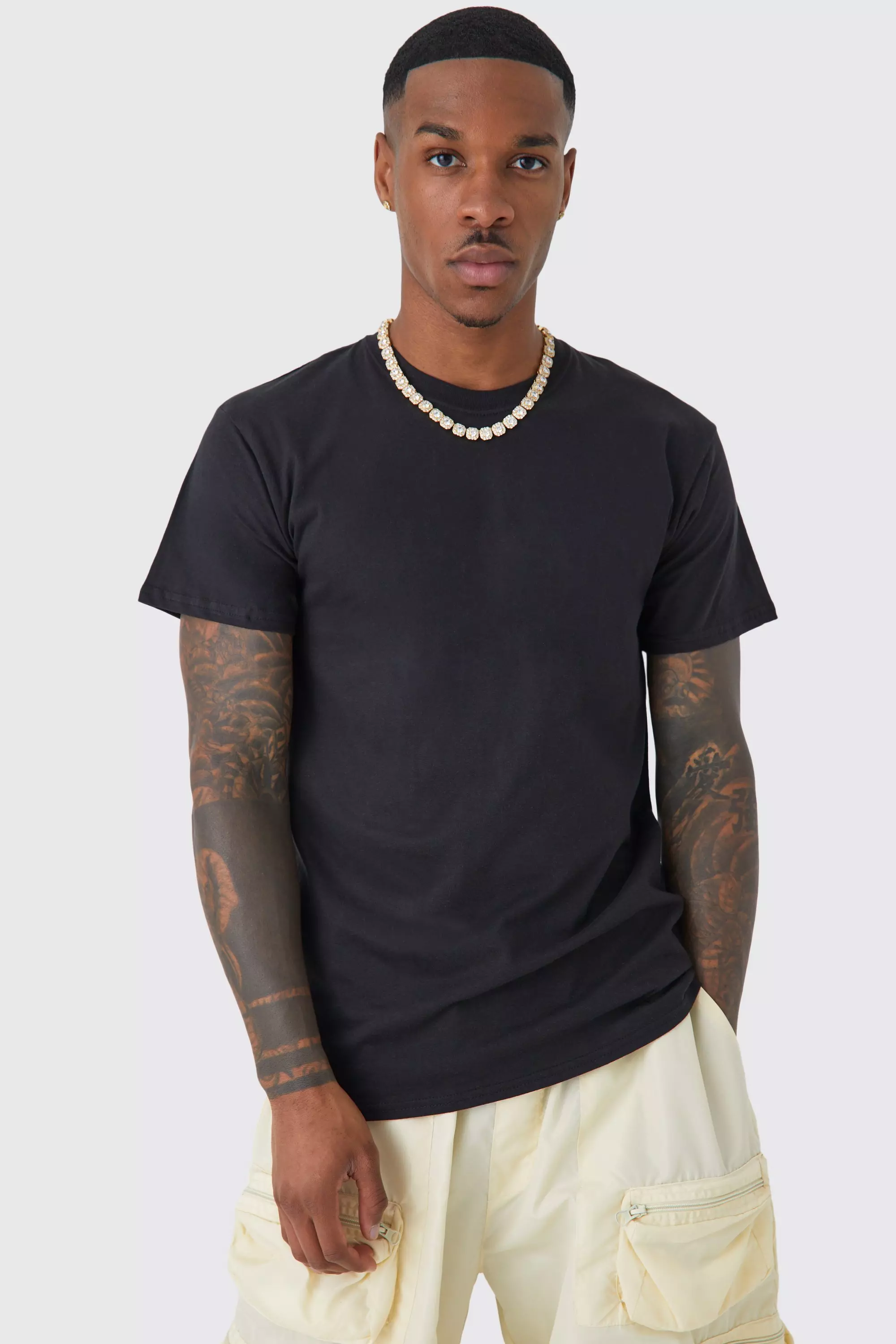 Black Basic Crew Neck T Shirt