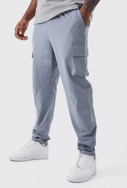 Grey Plus Elastic Lightweight Stretch Skinny Cargo Pants