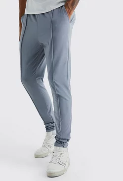Grey Tall Elastic Lightweight Stretch Skinny Pintuck Pants