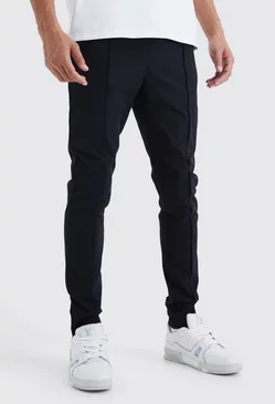 Black Tall Elastic Lightweight Stretch Skinny Pintuck Pants