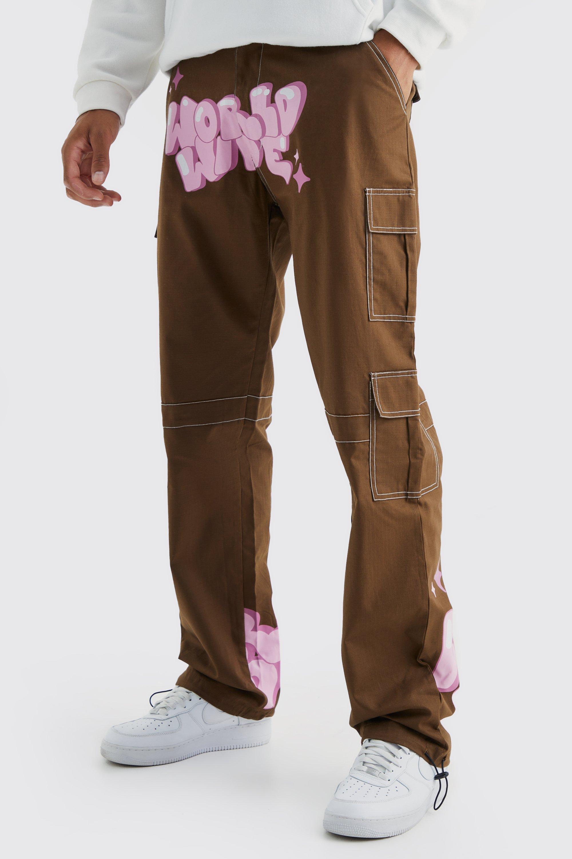 Tall Relaxed Ripstop Cargo Graffiti Print Pants | boohooMAN USA