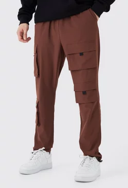 Tall Slim Multi Pocket Cargo Stretch Pants Chocolate