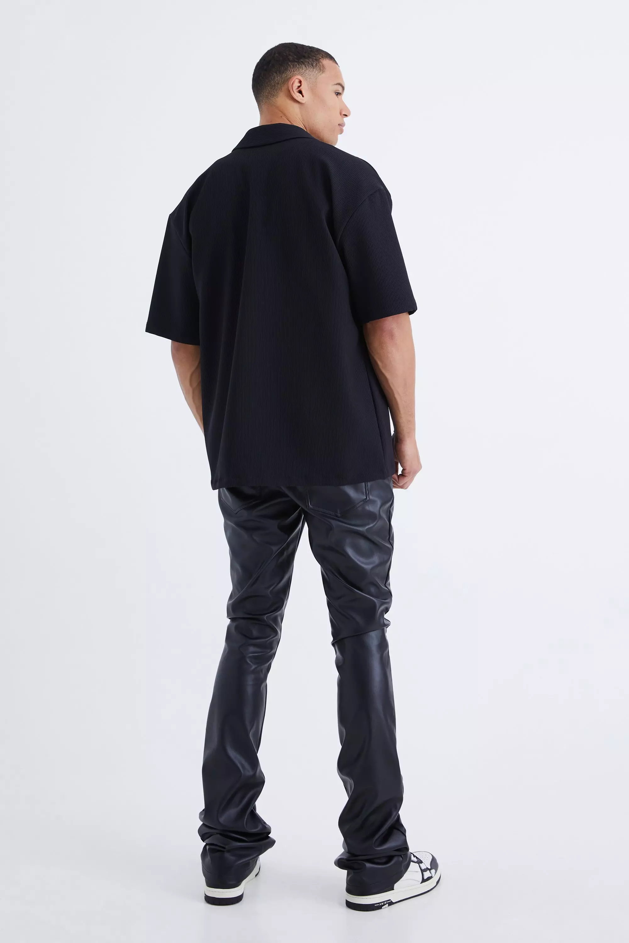 Black Tall Stacked Skinny Fit PU Broek alternatieve afbeelding