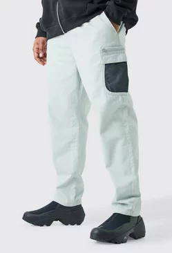 Plus Elastic Comfort Mesh Pocket Cargo Trouser Light grey