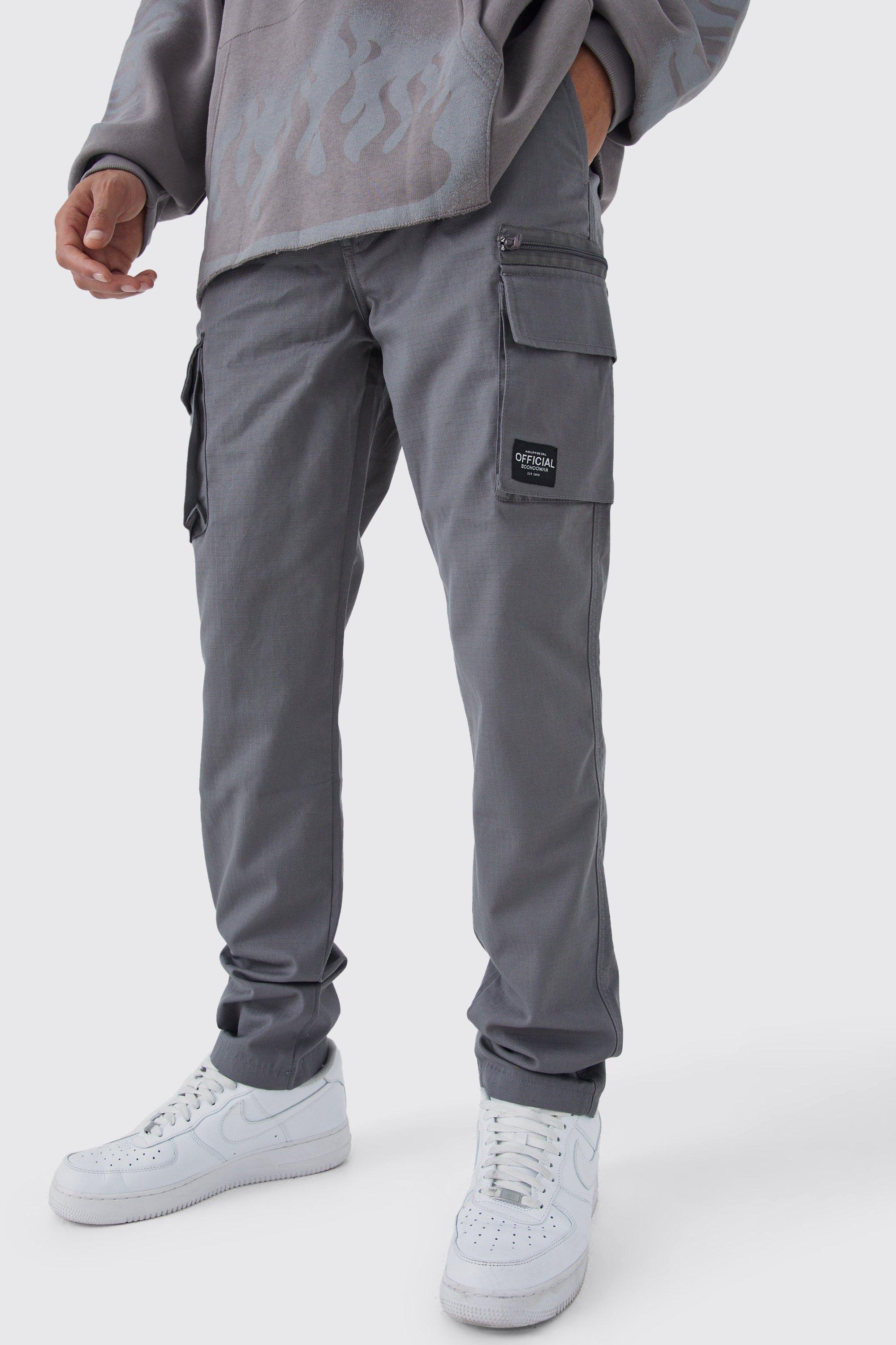 Fixed Relaxed Ripstop Cargo Pants With Tab