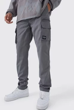 Tall Fixed Relaxed Ripstop Cargo Pants With Tab Charcoal