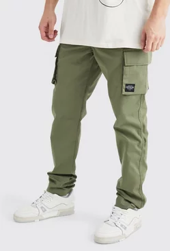 Khaki Tall Fixed Relaxed Ripstop Cargo Pants With Tab