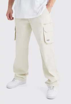 Tall Fixed Ripstop Cargo Zip Pants With Woven Tab Stone
