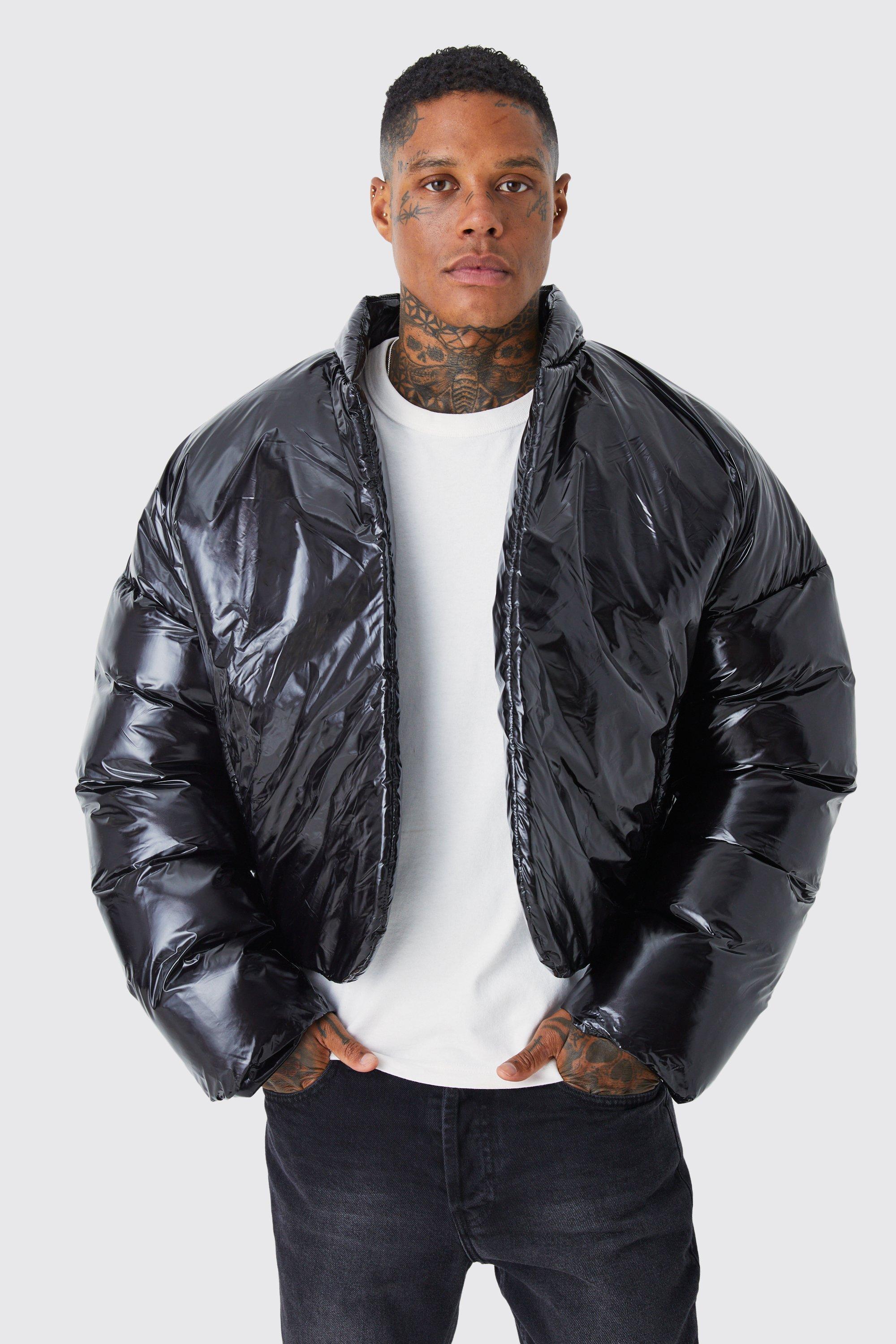 Boxy High Shine Volume Padded Puffer Bomber boohooMAN UK