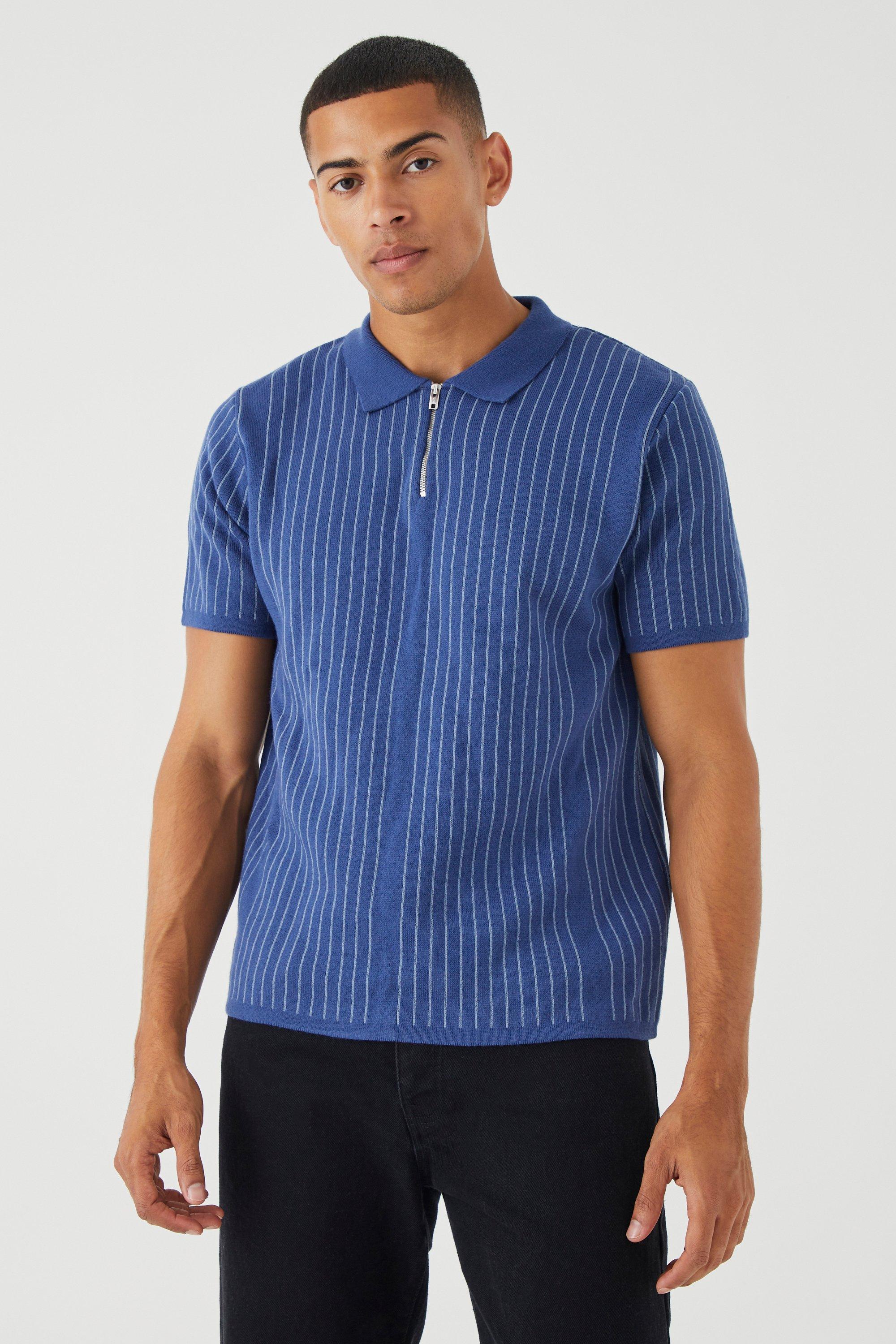 boohooMAN Regular Long Sleeve Polo - Blue - Size XS