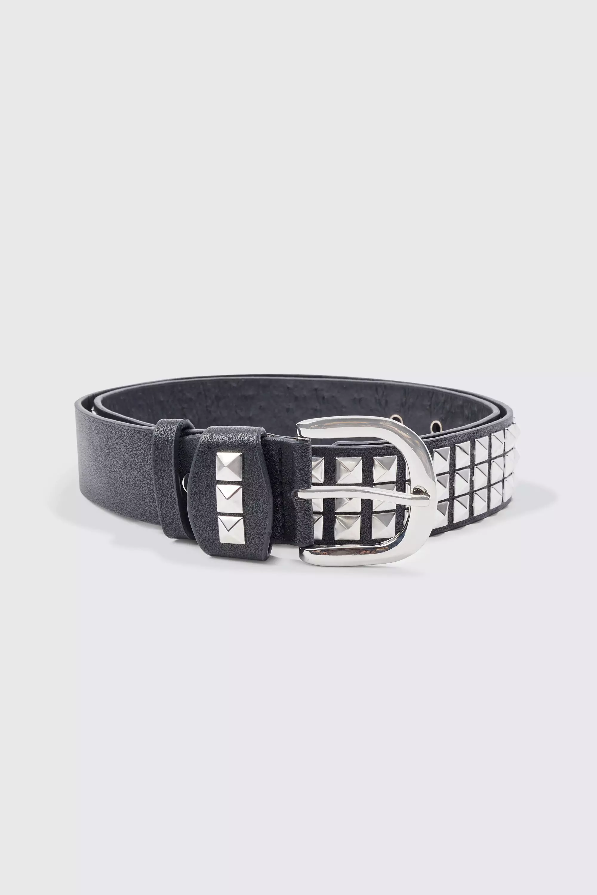 Studded Faux Leather Belt Black