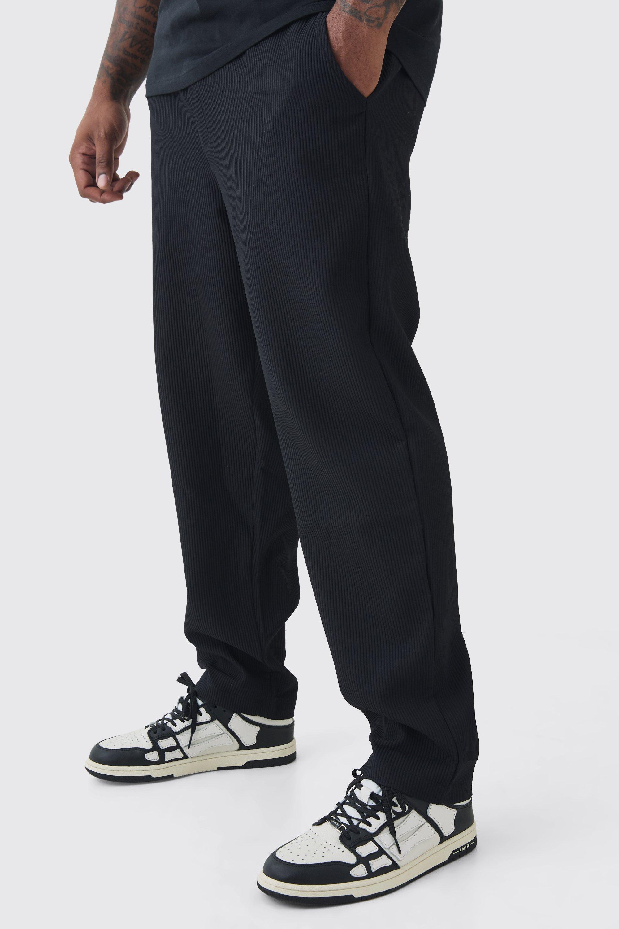 Plus Elastic Waist Tapered Fit Pleated Pants