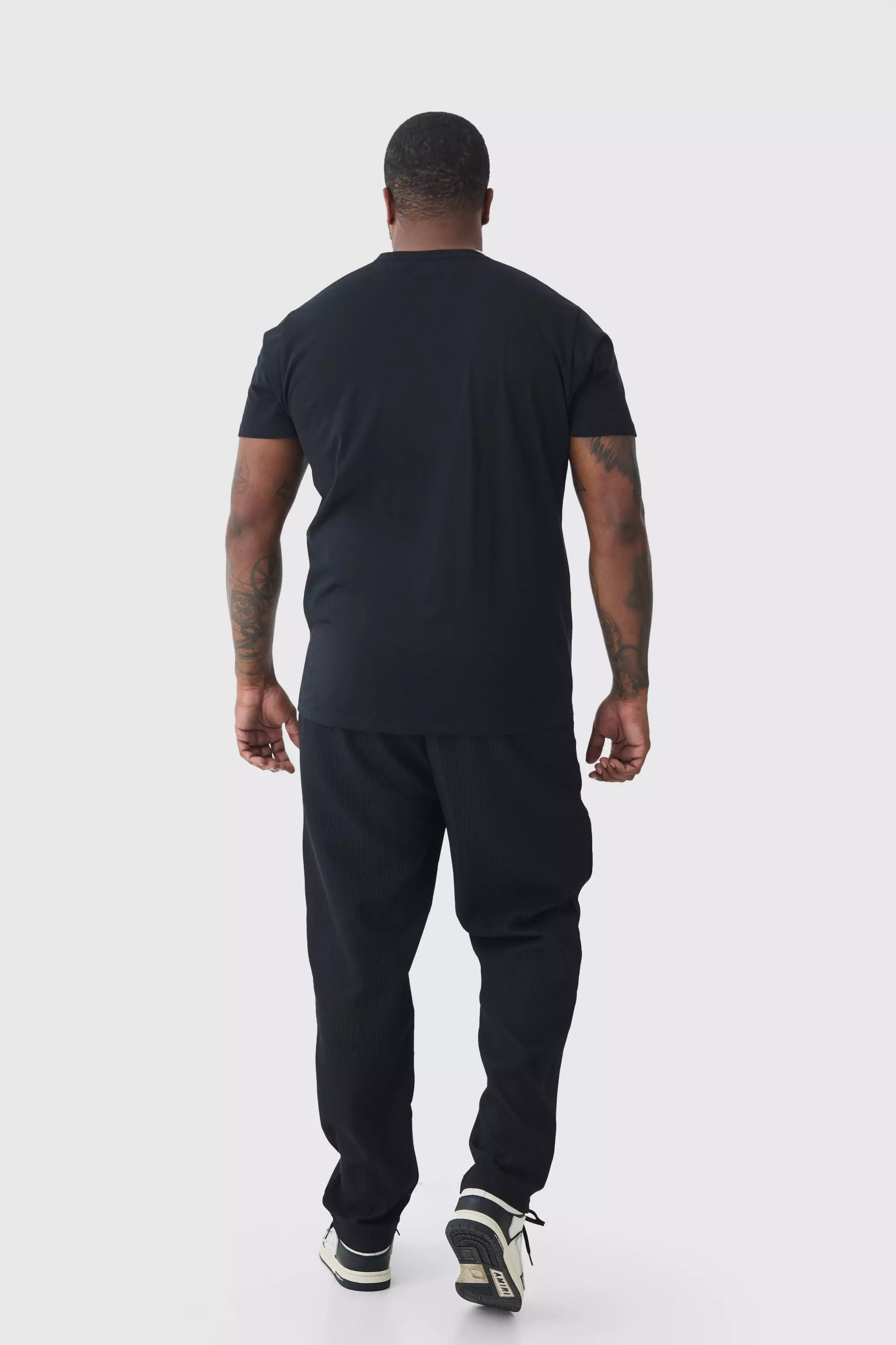 Black Plus Elastic Waist Tapered Fit Pleated Trouser alternative image