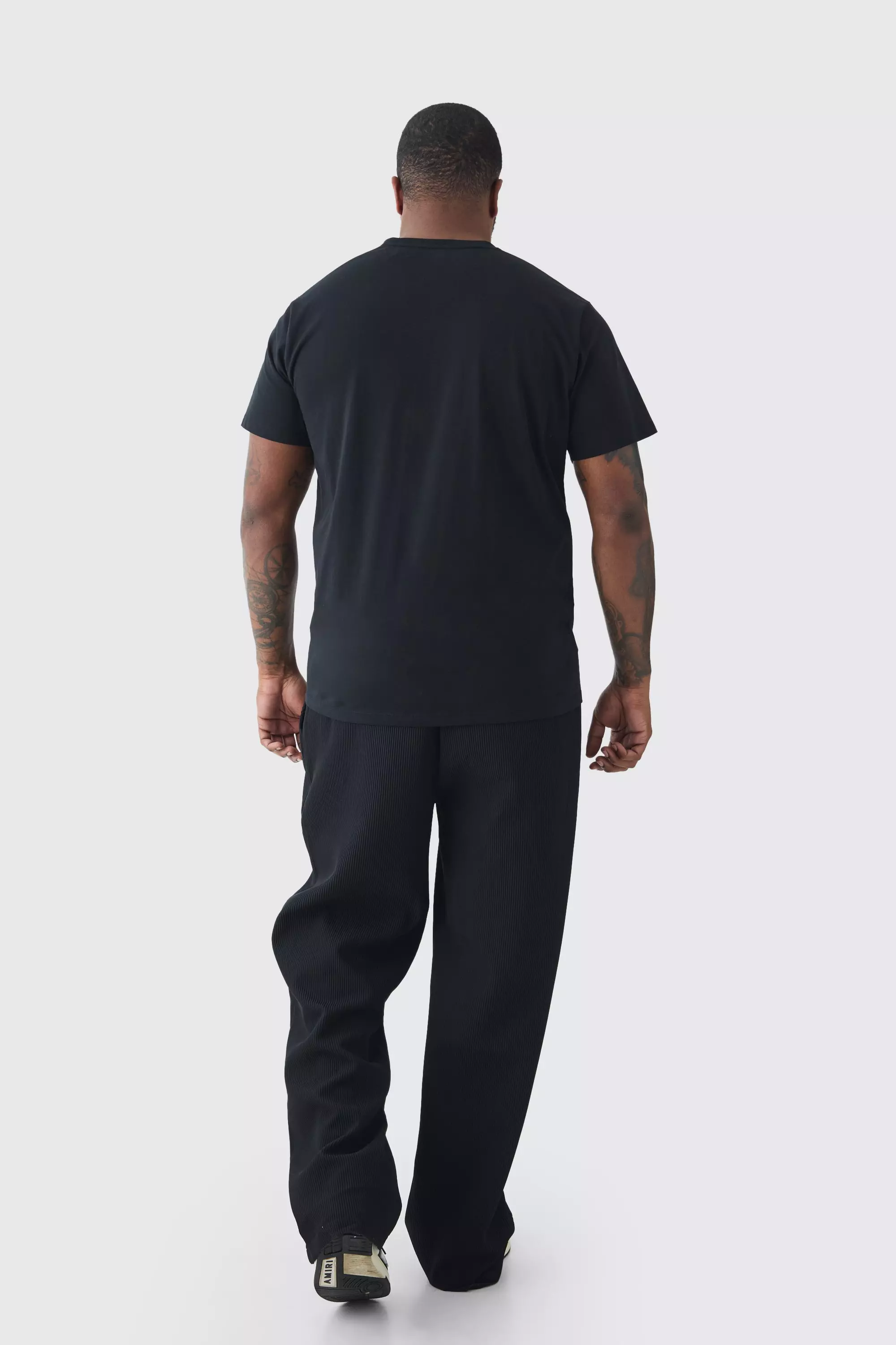 Black Plus Elastic Waist Relaxed Fit Pleated Trouser alternative image