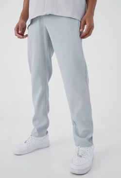 Tall Elastic Waist Tapered Fit Pleated Pants Light grey