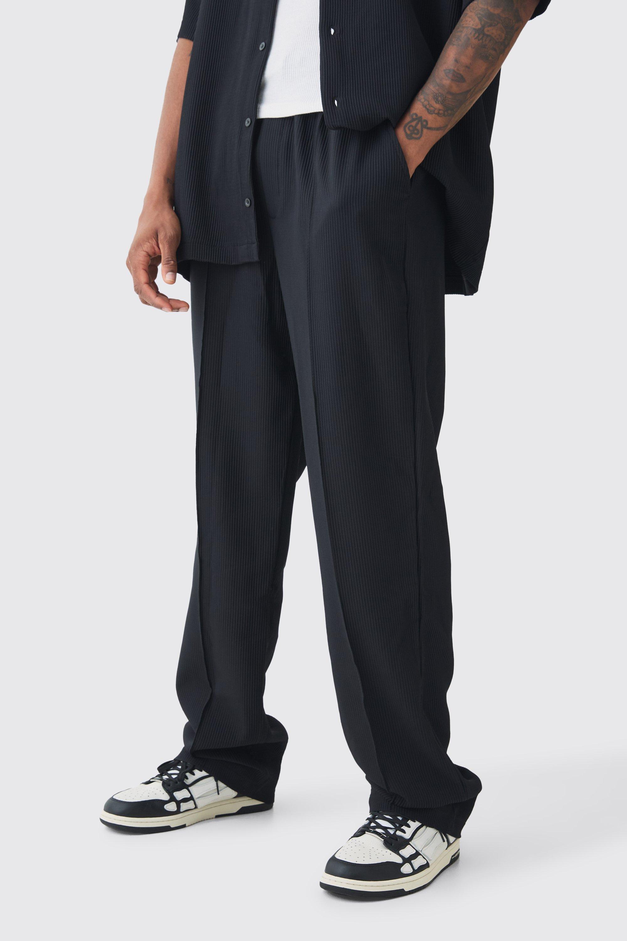 Tall Elastic Waist Relaxed Fit Pleated Pants | boohooMAN USA