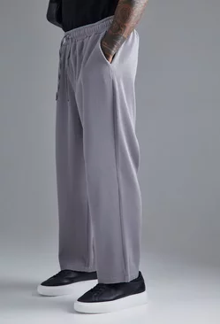 Elastic Waist Relaxed Fit Cropped Pleated Pants Charcoal